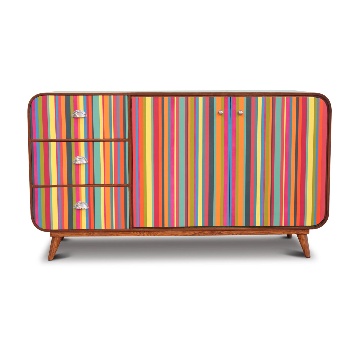 "The Coral Reef" "Credenza (Turquoise green & multicolored strips of leather)"