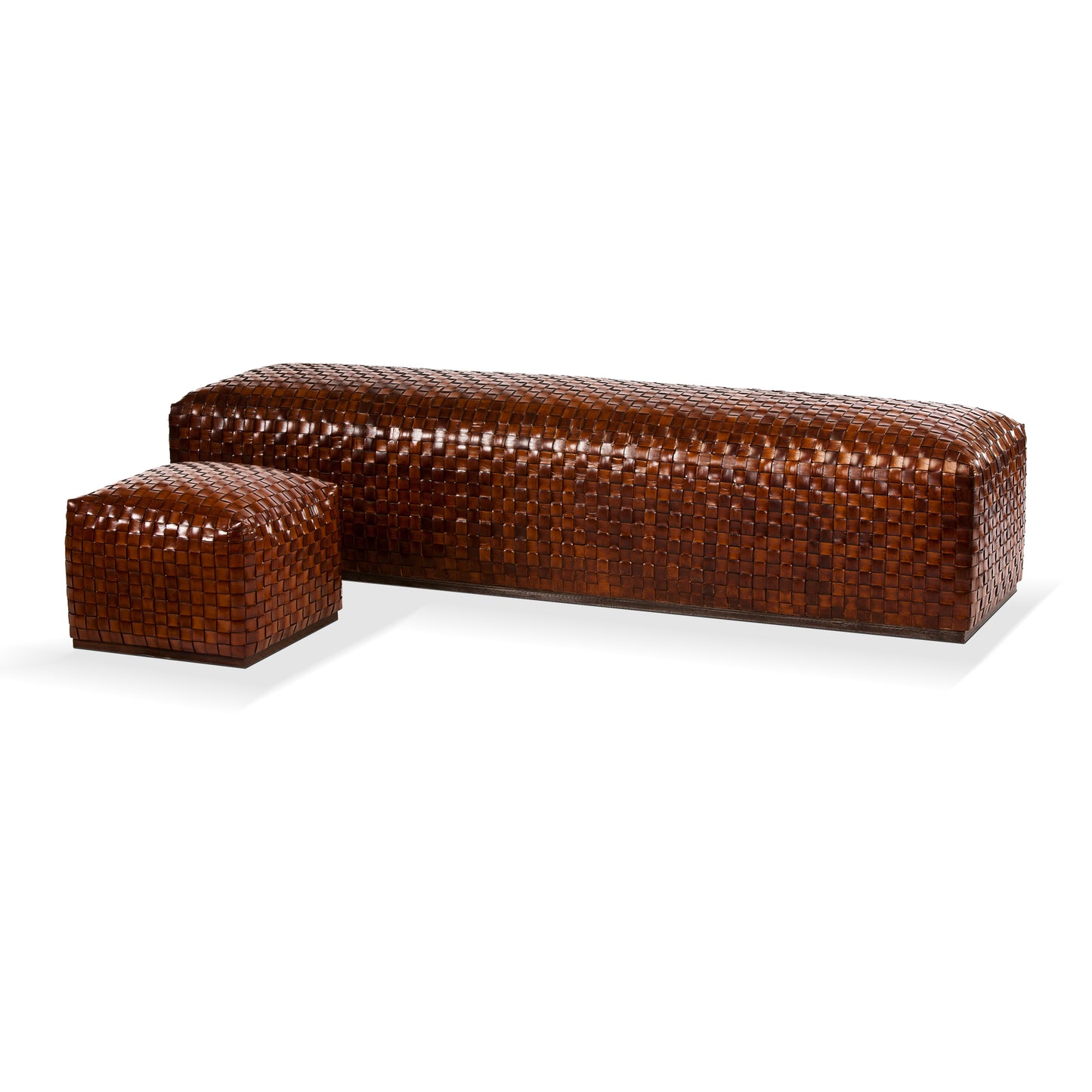 ‘BREADLOAF LEATHER WOVEN’ large pouffe
