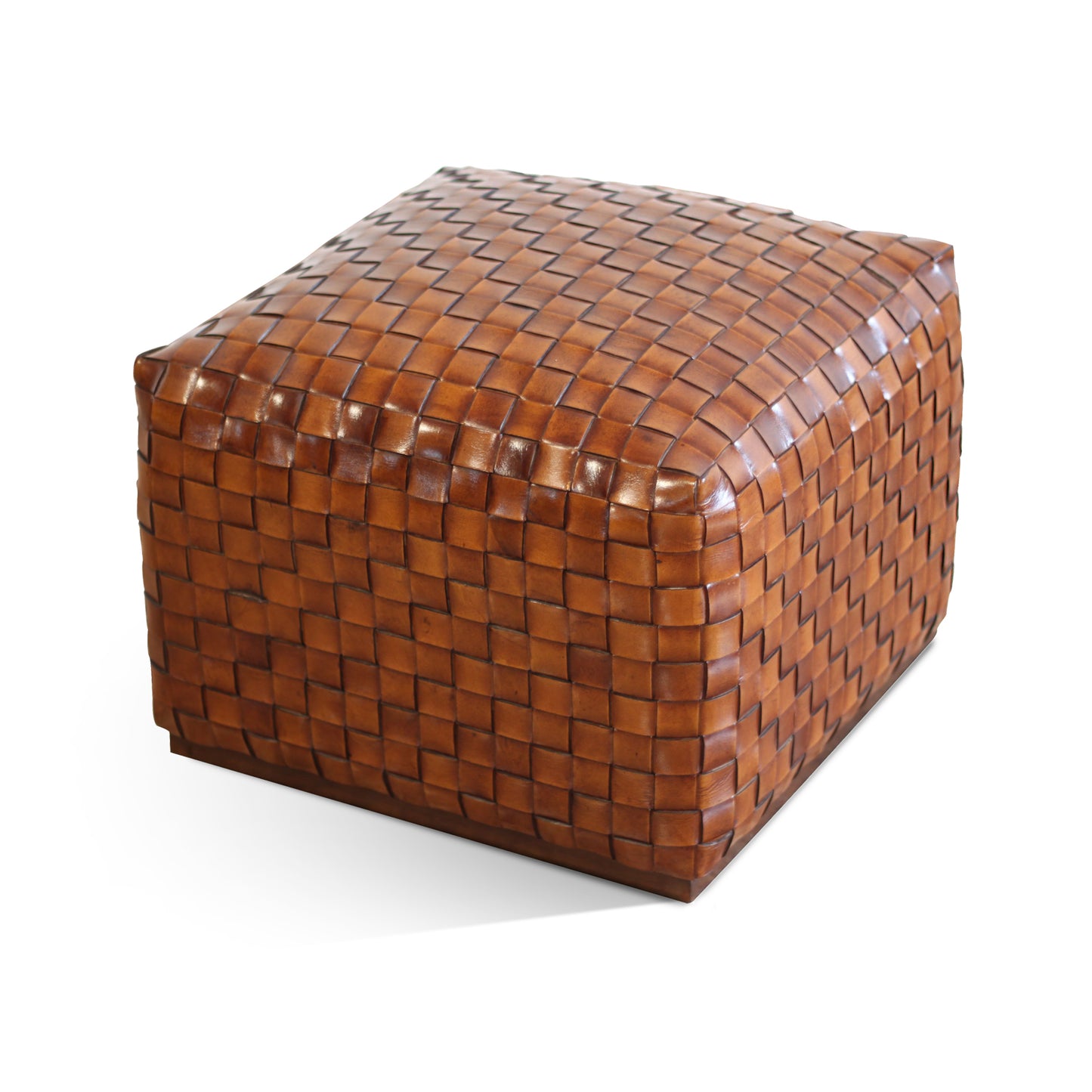 ‘BREADLOAF LEATHER WOVEN’ small pouffe
