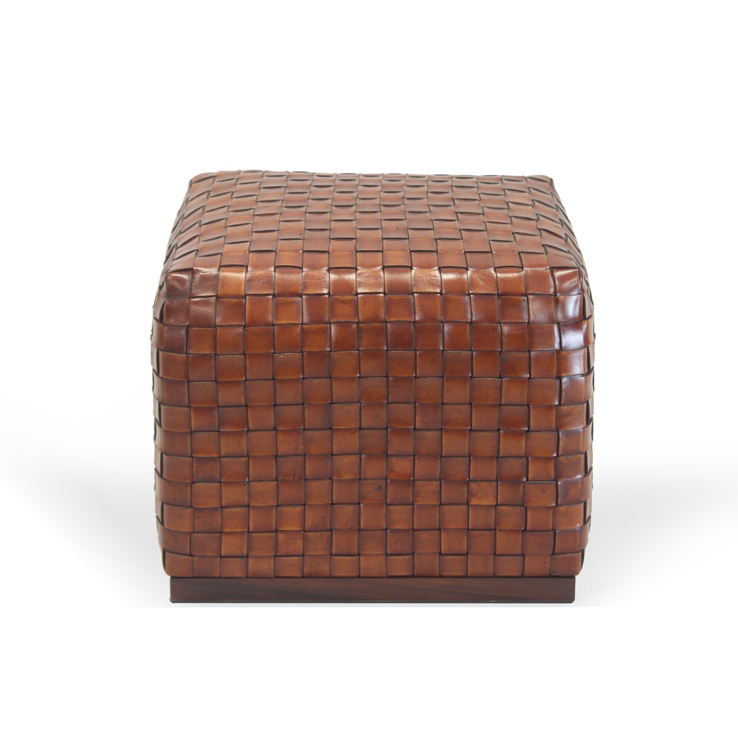 ‘BREADLOAF LEATHER WOVEN’ small pouffe