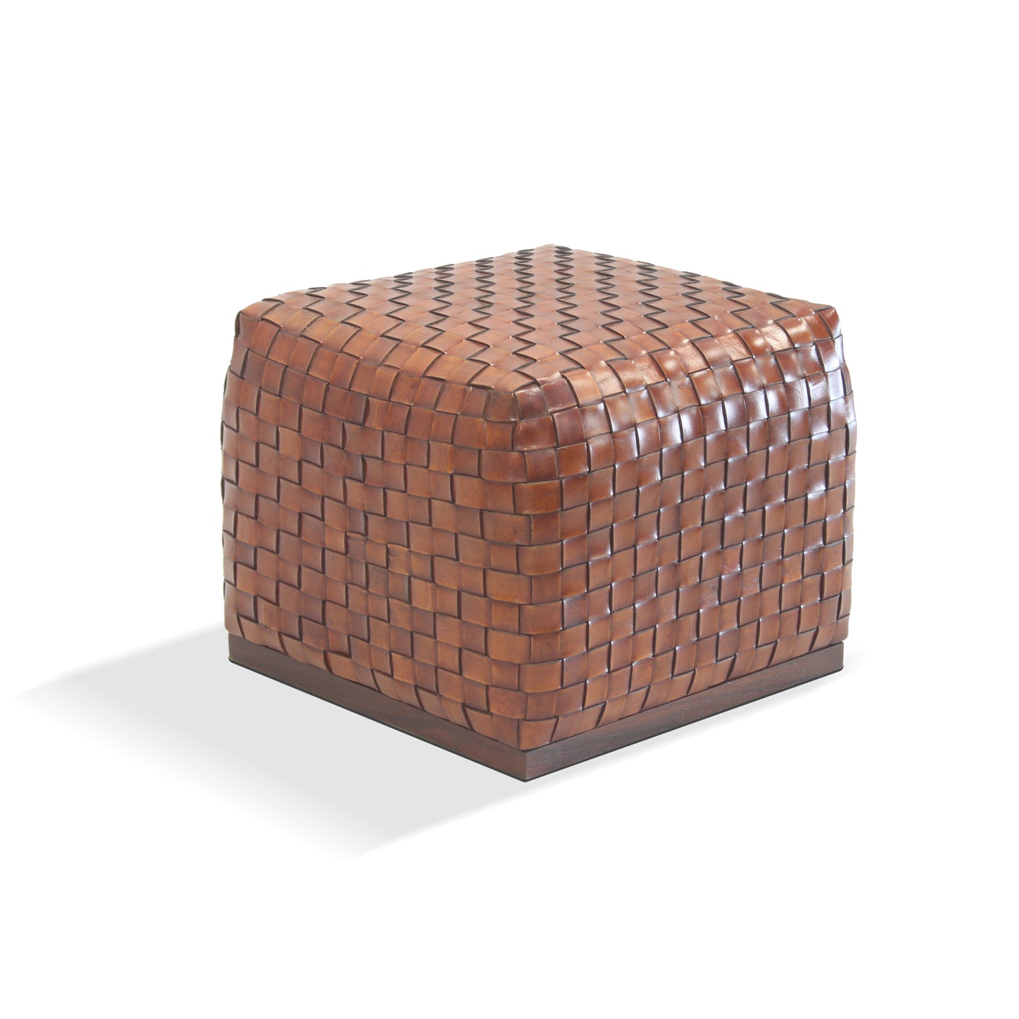 ‘BREADLOAF LEATHER WOVEN’ small pouffe