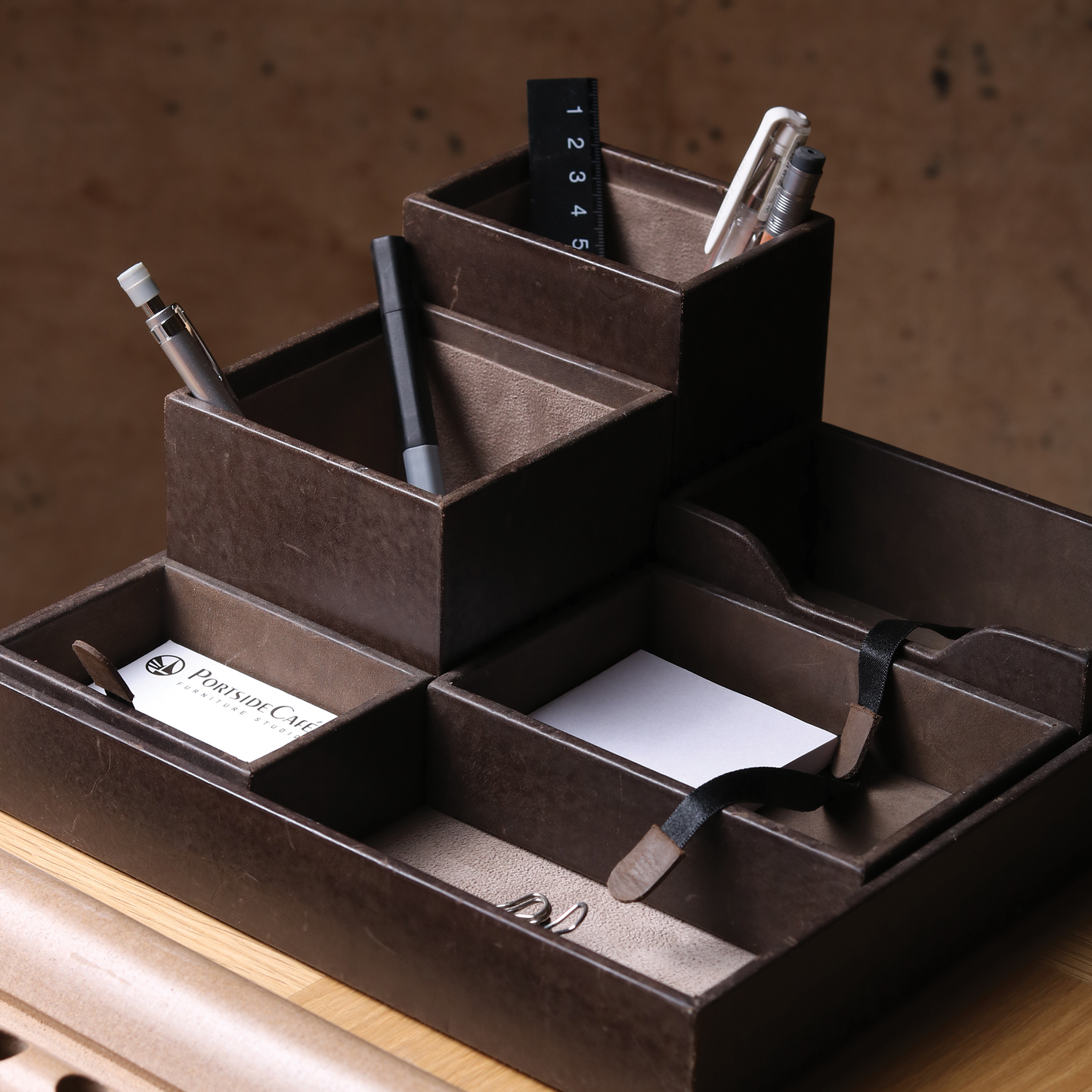 LEATHER DESK ORGANIZER (6 PIECE SET)