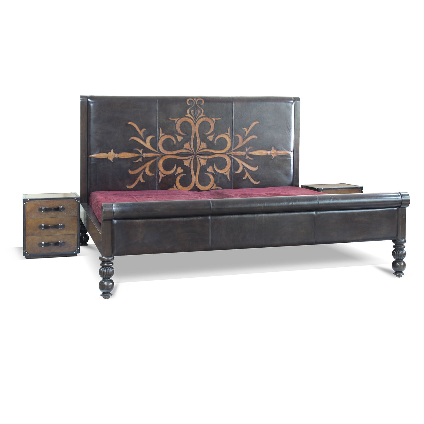 'Reflection' - Double Bed in Appliqued Leather