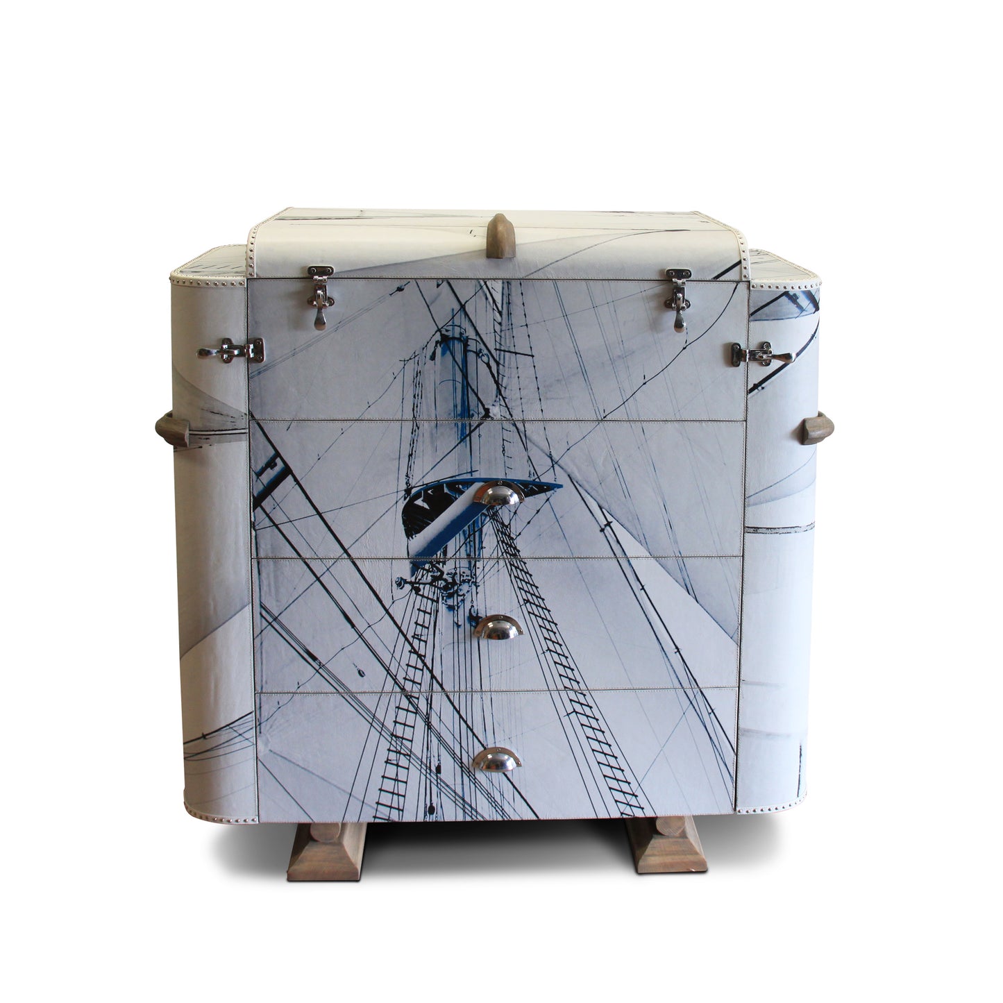 "Yacht Club Chest" Chest of Drawers 02 (Sail print on leather)