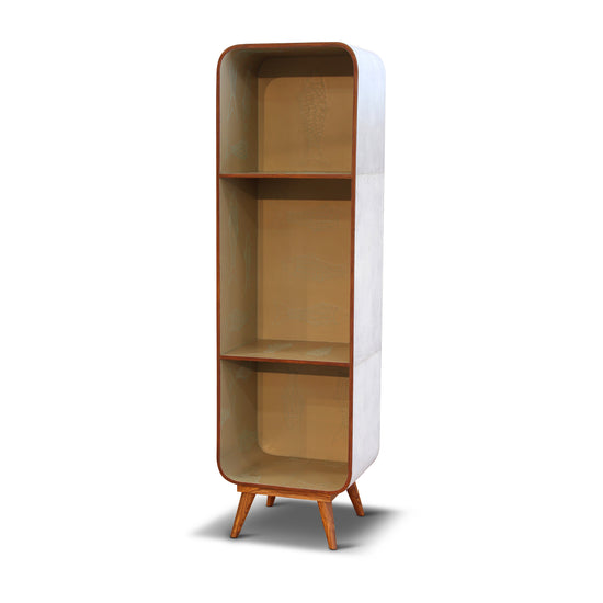 "The Coral Reef" "Display shelf (Antique light grey with fish embroidered leather on the inside)"