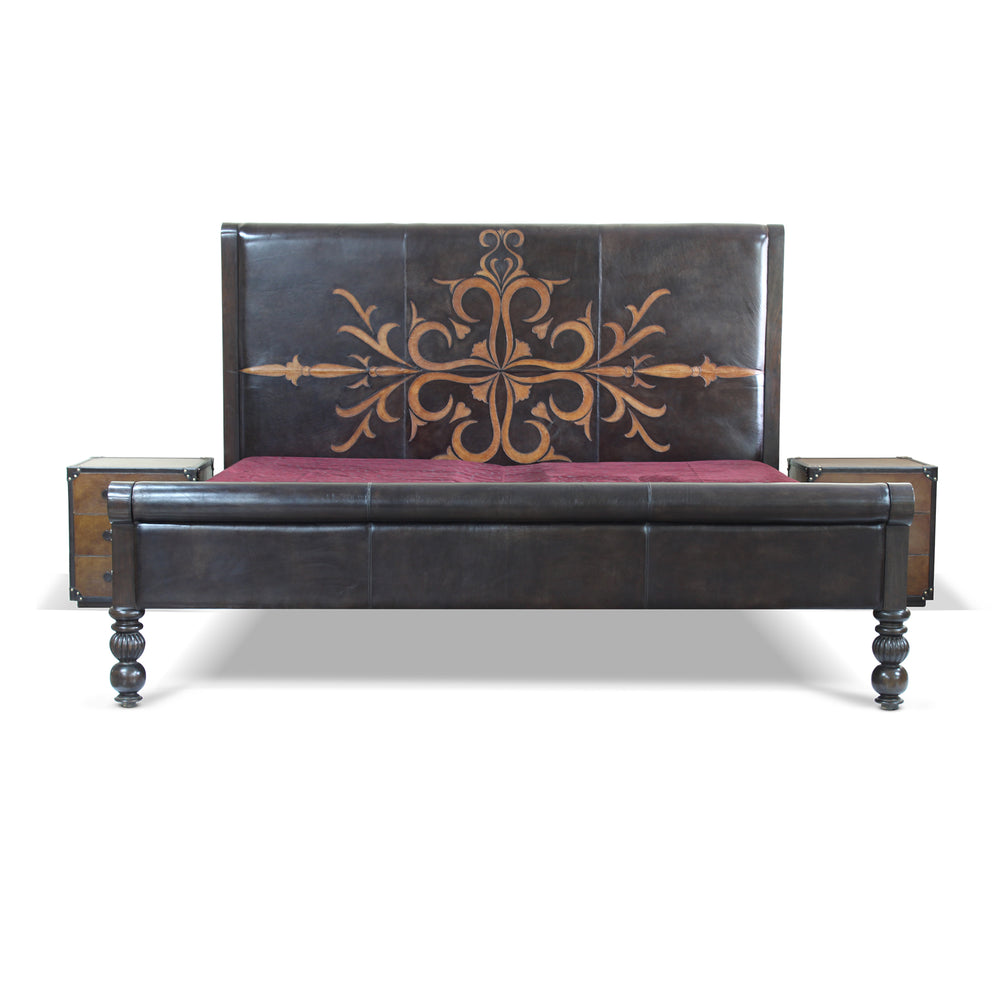 'Reflection' - Double Bed in Appliqued Leather