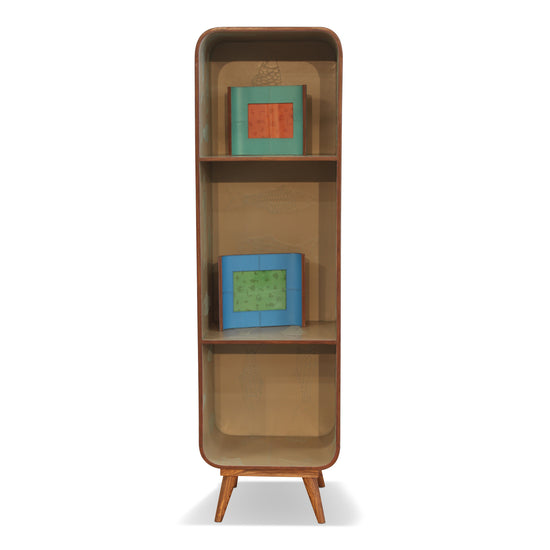 "The Coral Reef" "Display shelf (Antique light grey with fish embroidered leather on the inside)"