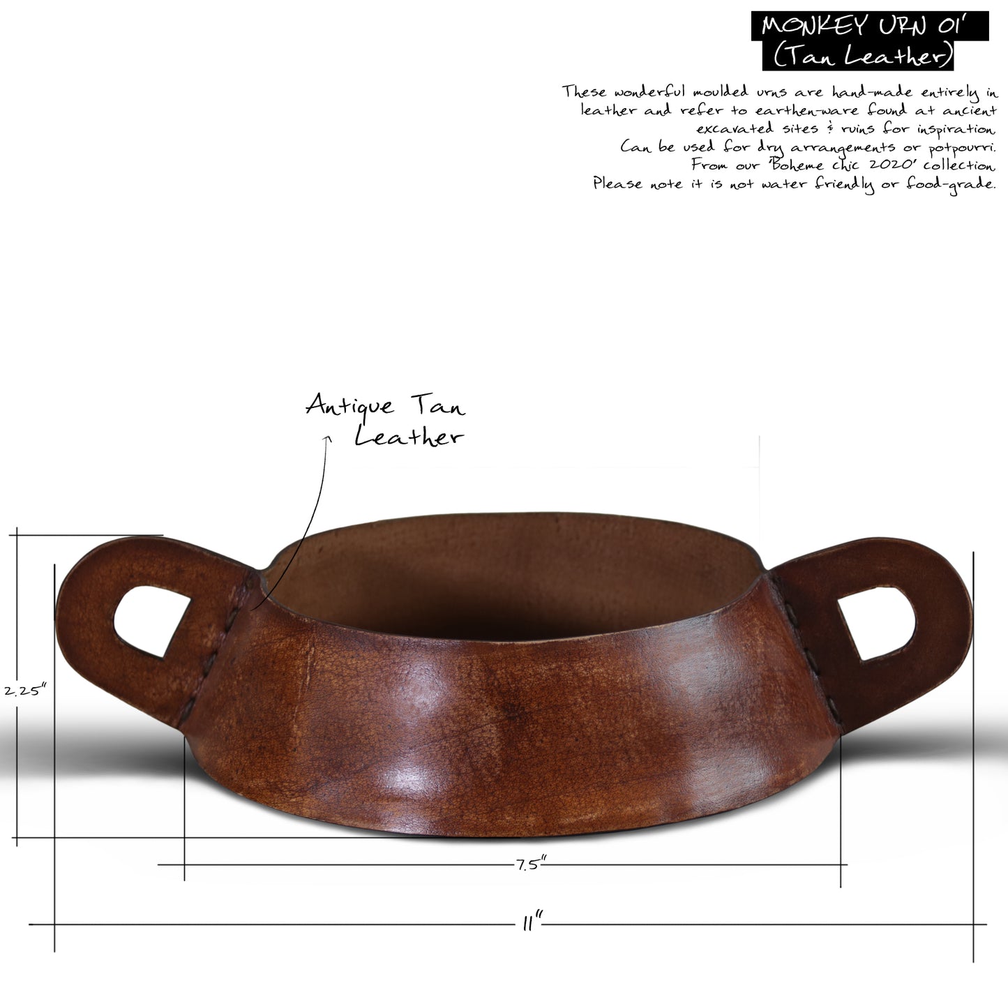 'MONKEY URN 01' -   (Tan Leather)