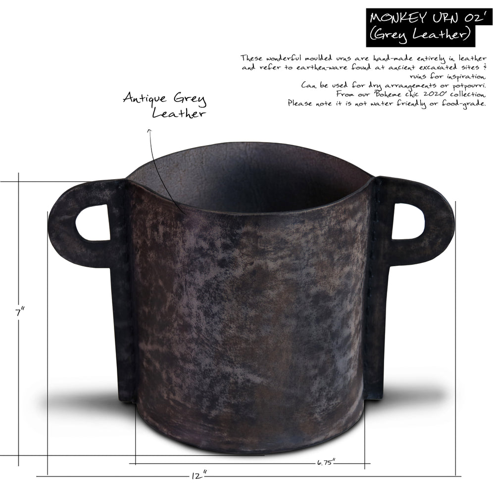 'MONKEY URN 02' -    (Grey Leather)