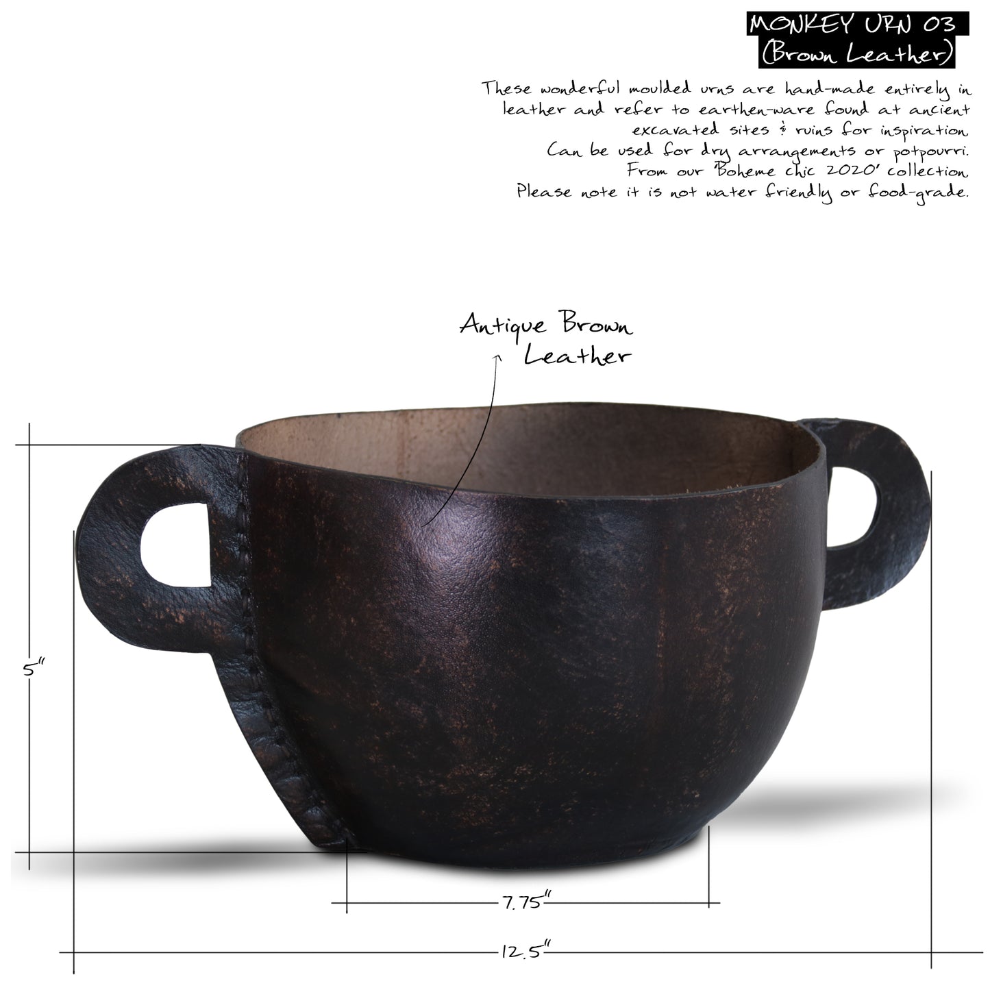 'MONKEY URN 03' -   (Brown Leather)